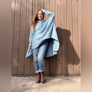 Free People We The Free Oversized Poncho Hoodie | Made in USA | Size L